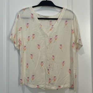 ModCloth cream lightning bolt blouse